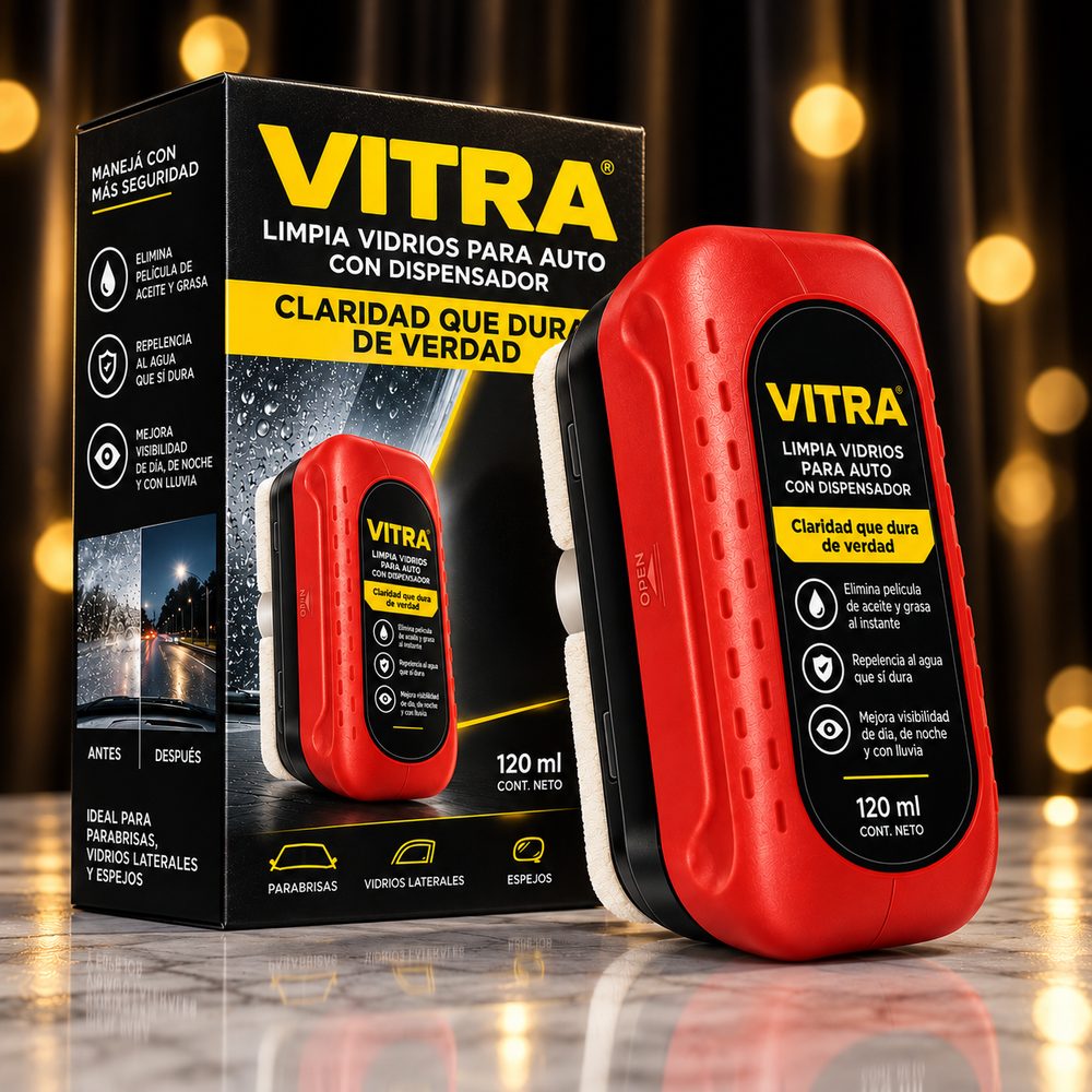 VITRA - Limpiavidrios para Auto | Elimina Grasa y Repele el Agua